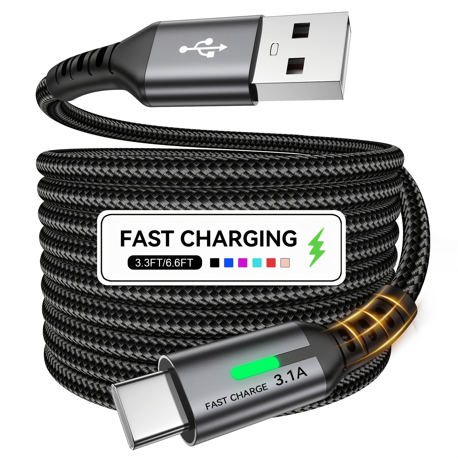 Fast Charging Type-C Data Cable, 100.58cm / 201.17cm Braided USB-C to USB-C Cable, Suitable for Samsung, Xiaomi, Redmi, OPPO, OnePlus, Etc.