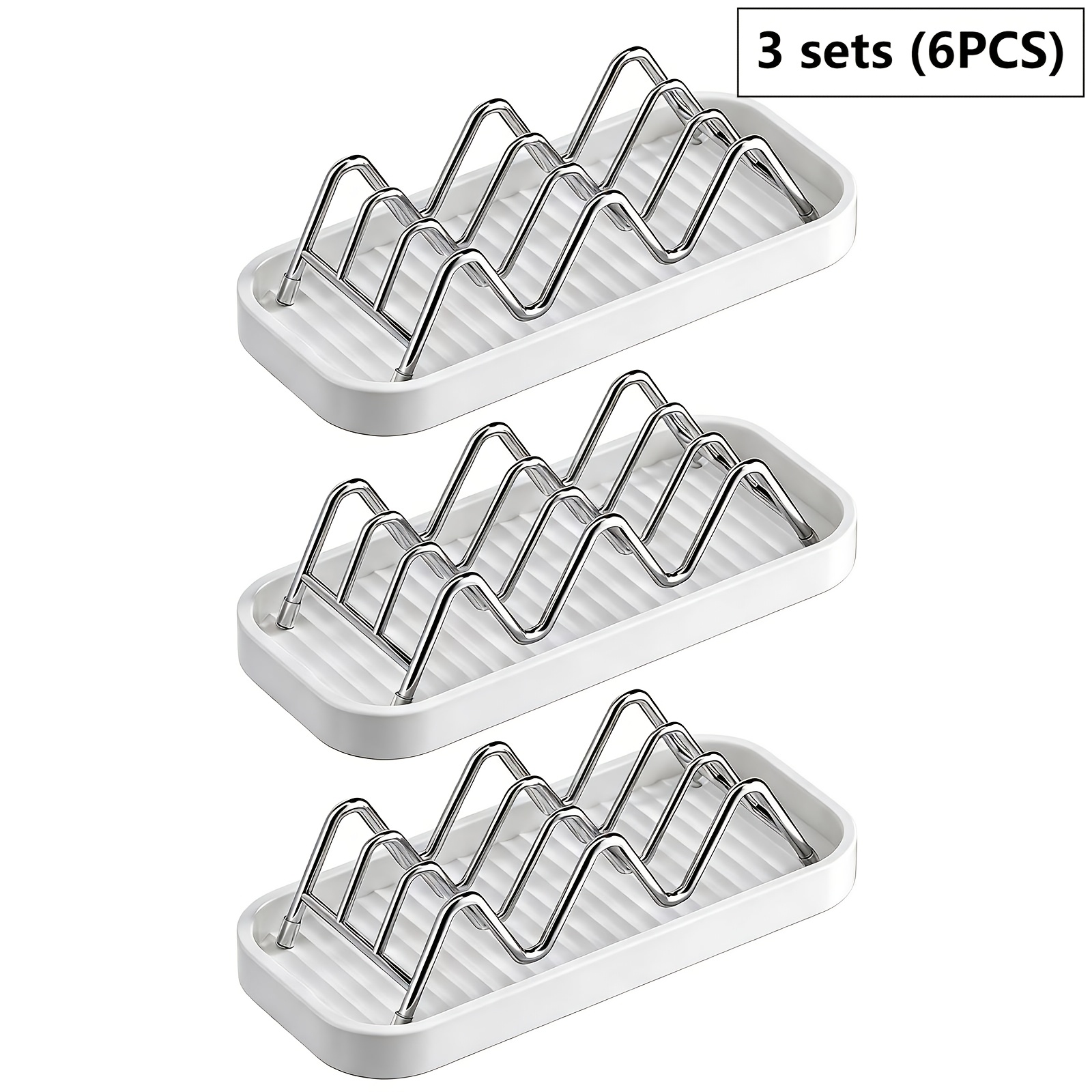 TEMU 3sets(6pcs), 18.8cm*8.2cm*5.2cm/7.4in*3.22in*2.04in, Multi-functional Drain Rack, Can Sponges, Steel Wool, Soap, Brushes And Other Cleaning