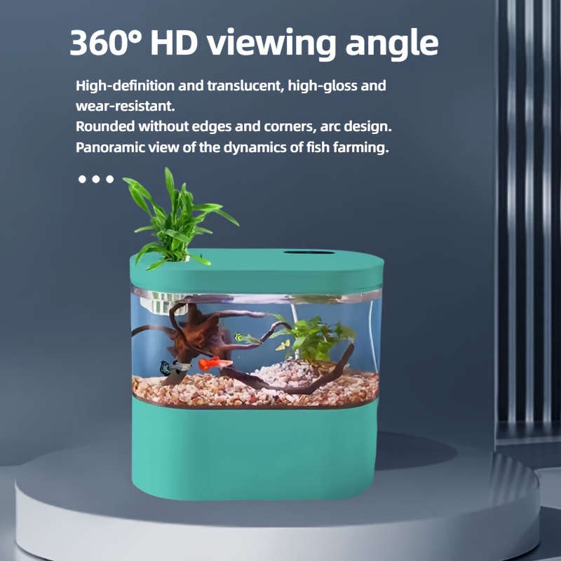 1pc Mini Fish Tank LED Mini Small Aquarium Kit, Creative Aquarium Starter  Kits With Smart Cleaning Eco Circulation Technology