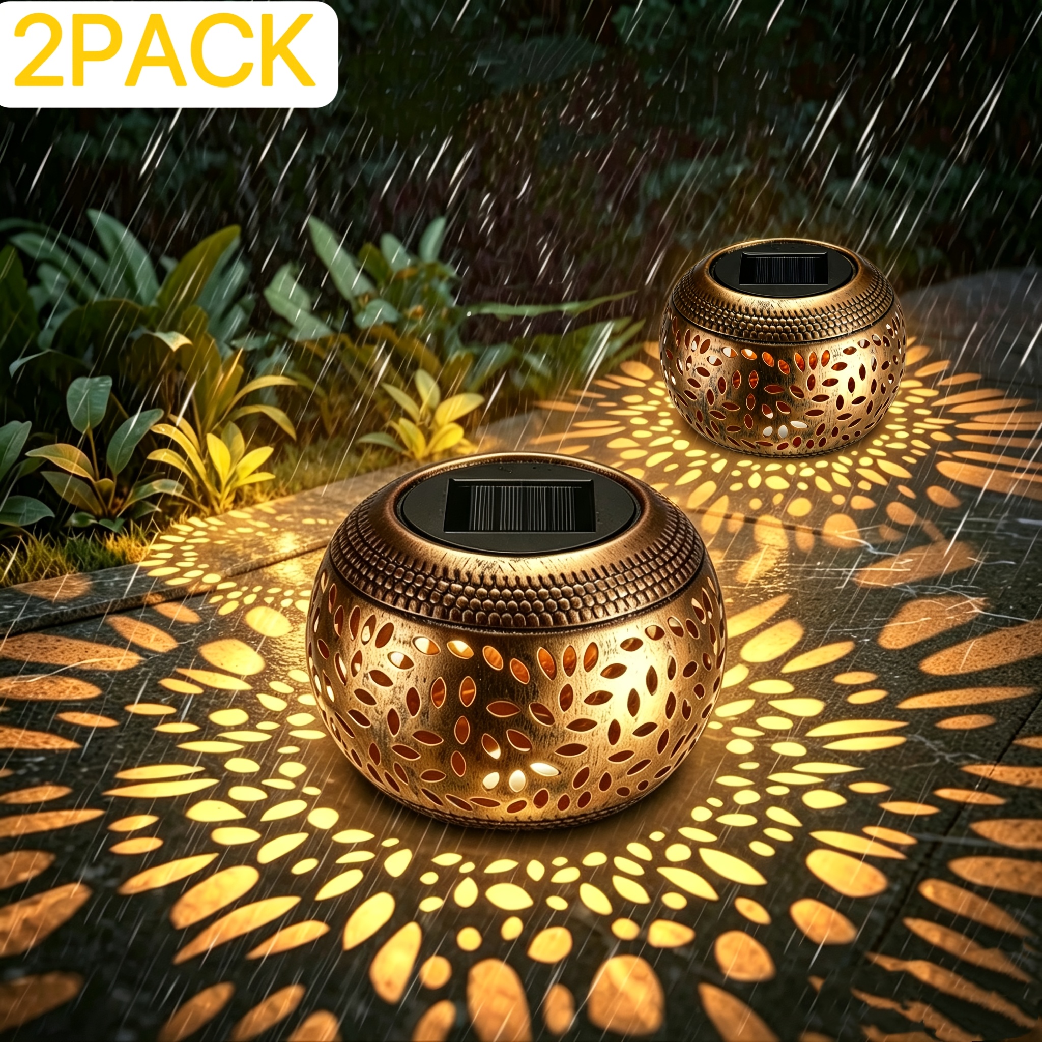Image of 1/2 Outdoor Metal Solar Table Lights, Metal Table Lights, Solar Garden Lights, Solar Decorative Lanterns, Halloween Decorations For Office, Bedroom, Patio, Path, Yard.