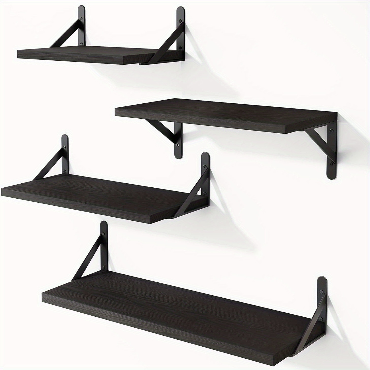 4pcs wall mounted floating storage rack wooden wall shelf suitable for bathroom bedroom and kitchen country   black living room storage rack entrance wall decoration storage rack high quality small office shelf   shelf