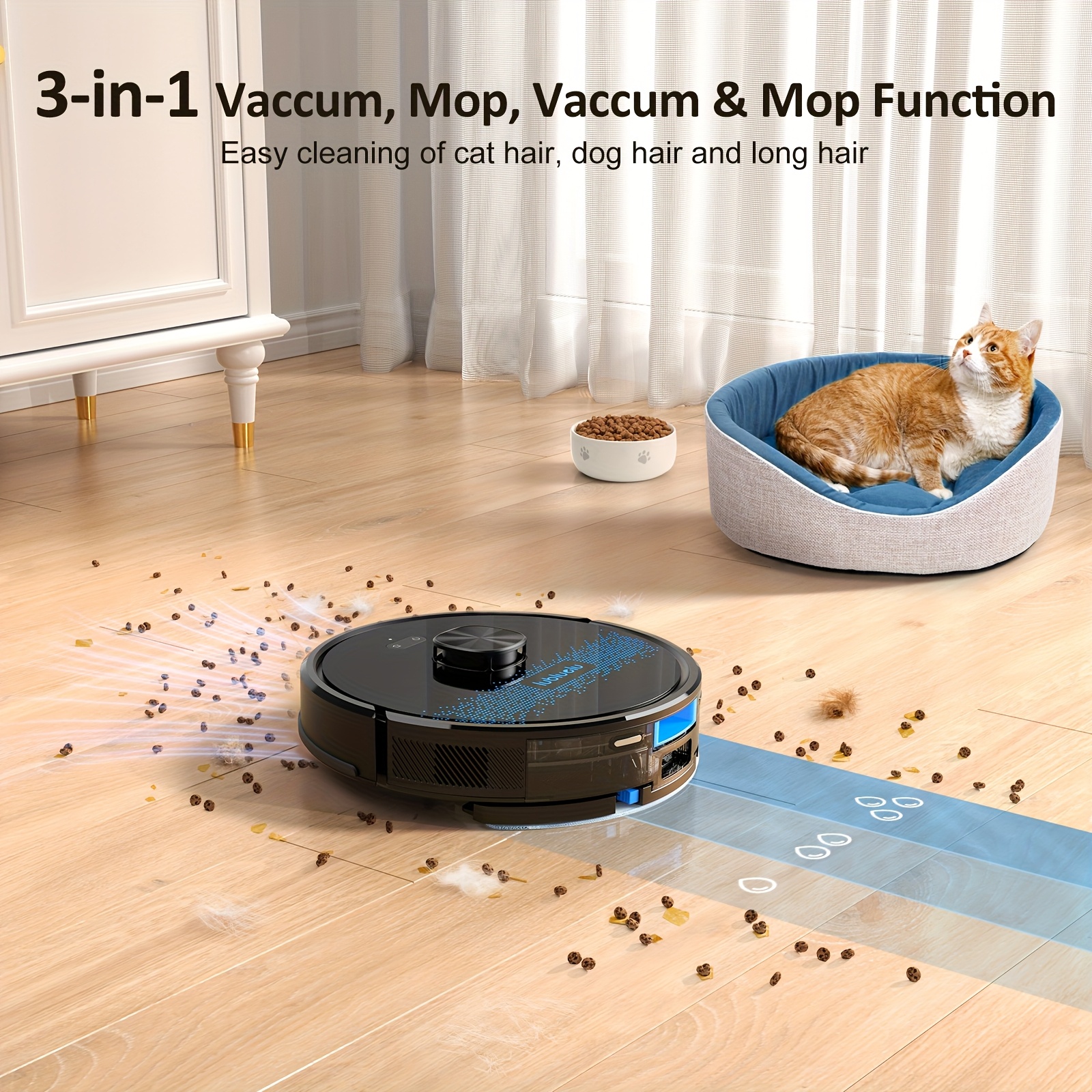 Lubluelu SL60 Ultra 4500Pa Robot Vacuum Cleaner And Mop Combo, Robotic Vacuum, Self-Charging, Anti-Siphon, 5 Maps, 24 No-Go Zones For Pet Hair Carpets Hard Floor, Christmas&Halloween Gifts