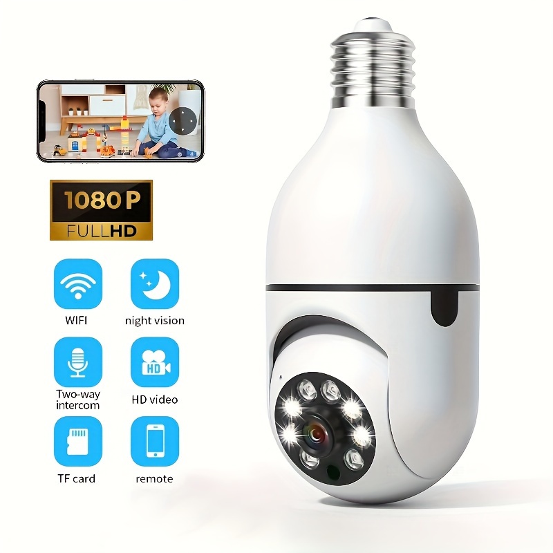 Indoor Light Bulb Security Camera, 355 Degree Pan/Tilt Panoramic newest IP Camera