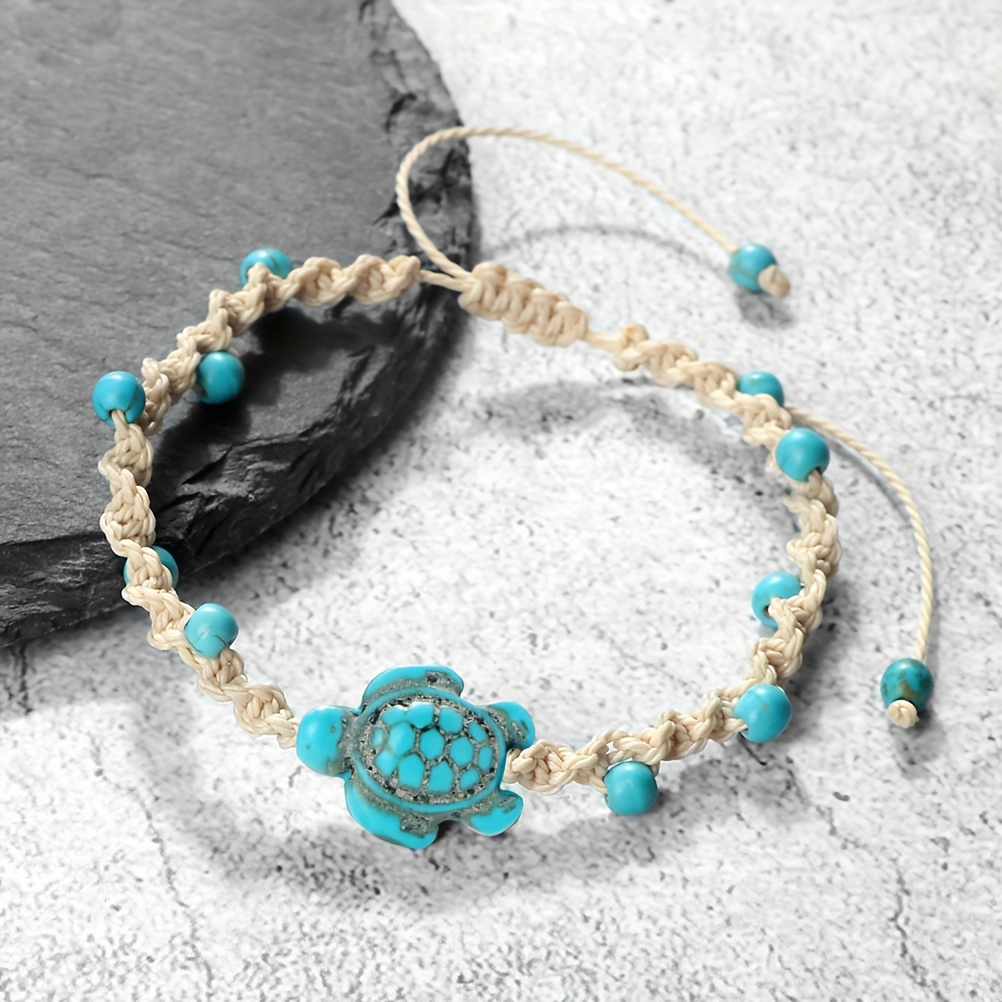 Friendship Sea Turtle Bracelet with Turquoise Beads