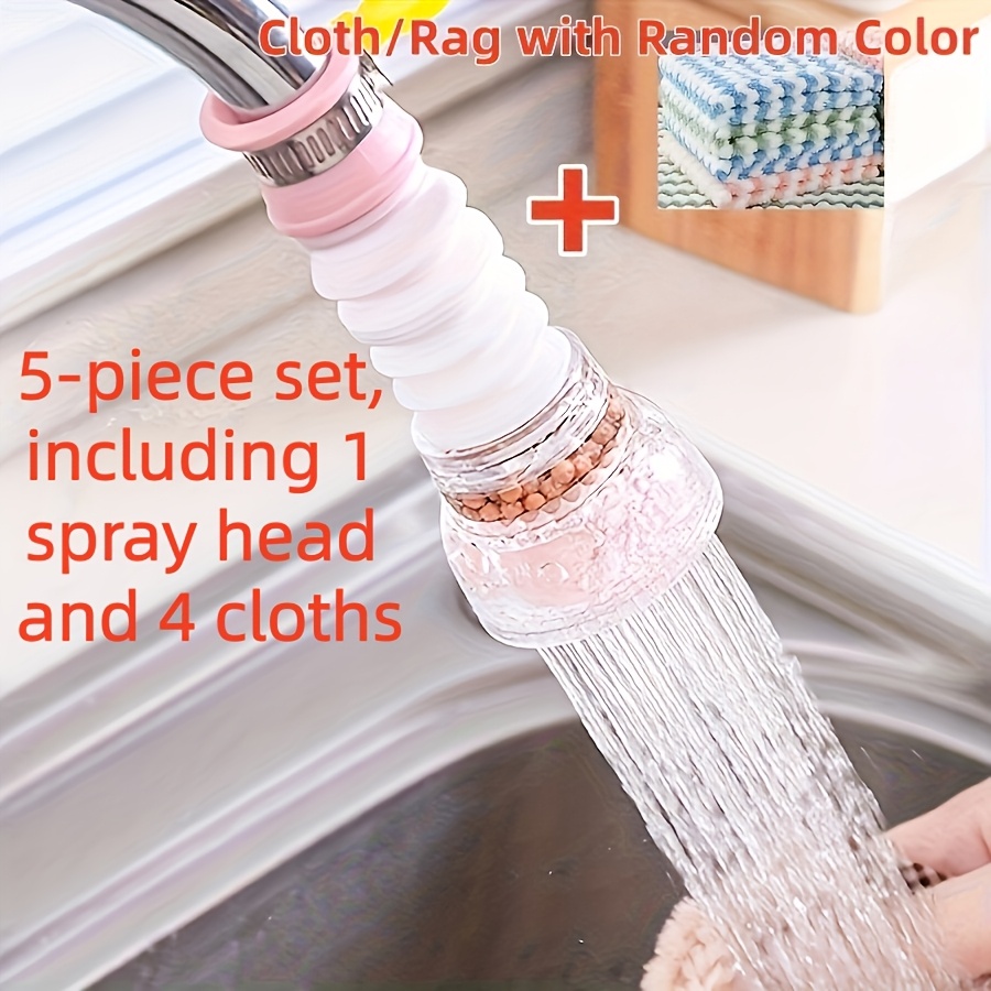 5pcs Set, 1pc Spray Nozzle Extension Filter Faucet Head And 4pcs Cleaning Cloths, Kitchen, Bathroom Additions, , Home Decoration, Kitchen And Bathroom