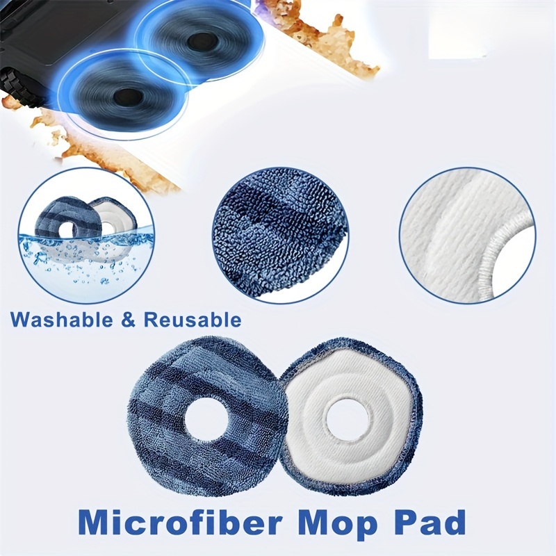     vacuum robot accessory kit 8pcs set with 4 washable mop pads 4 disposable dust bags compatible spare parts details 2