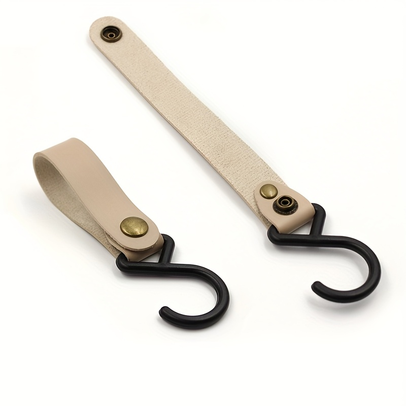 2pcs Creative Easy-to-install High-end Faux Leather + Plastic Hooks, Suitable For Home, Outdoor, Camping, Strong Load-bearing Auxiliary Portable Hook, Utility Hooks