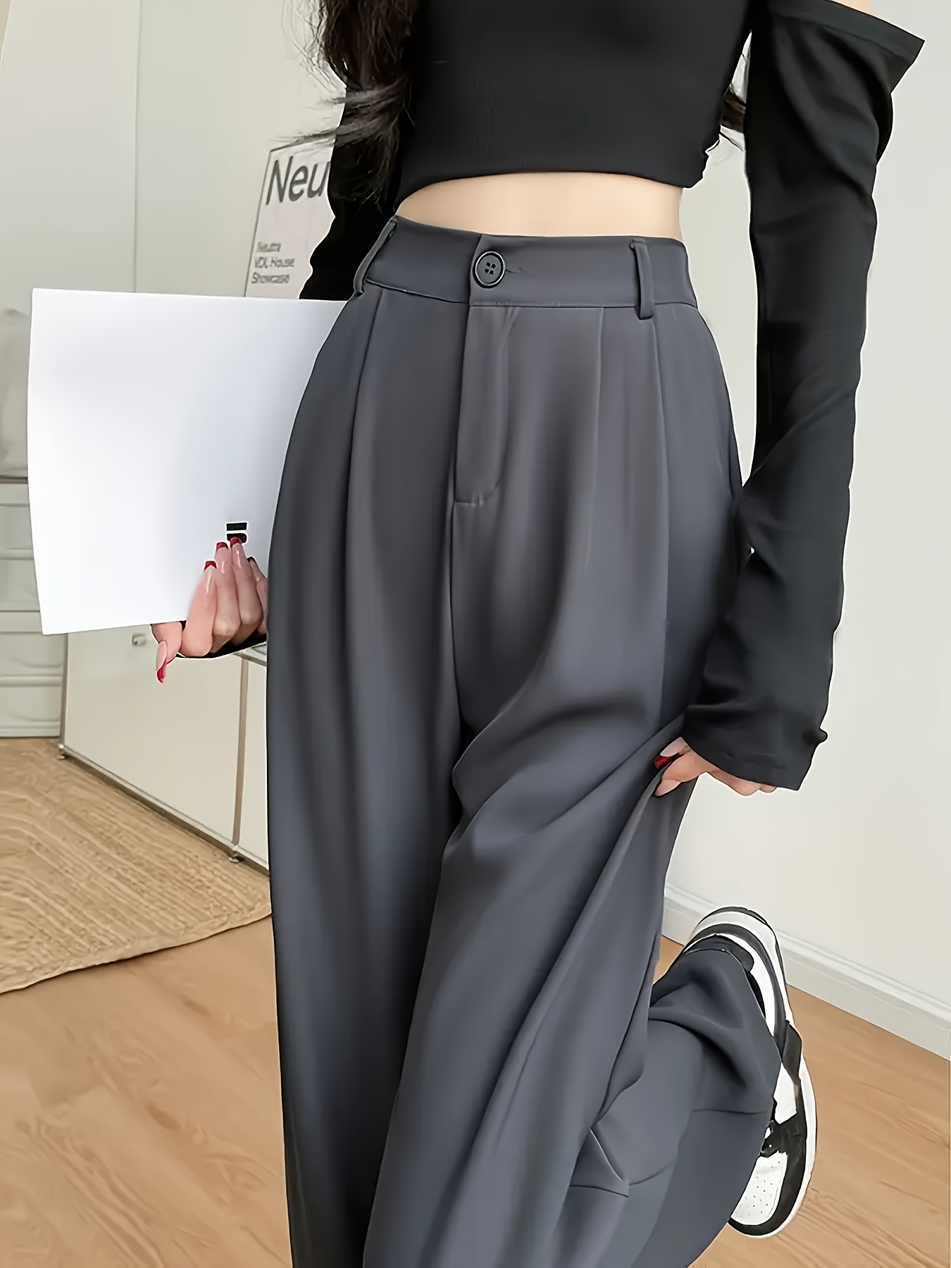 womens gray suit trousers elegant comfortable perfect - Temu