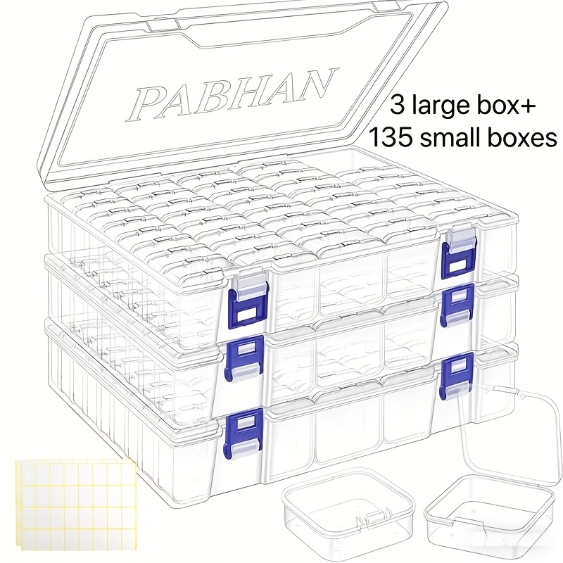 TEMU 138/92/46 Small Bead Storage Boxes And Plastic Storage Containers Craft Material Storage Boxes With Hinged Lids Ideal For Diamond Painting