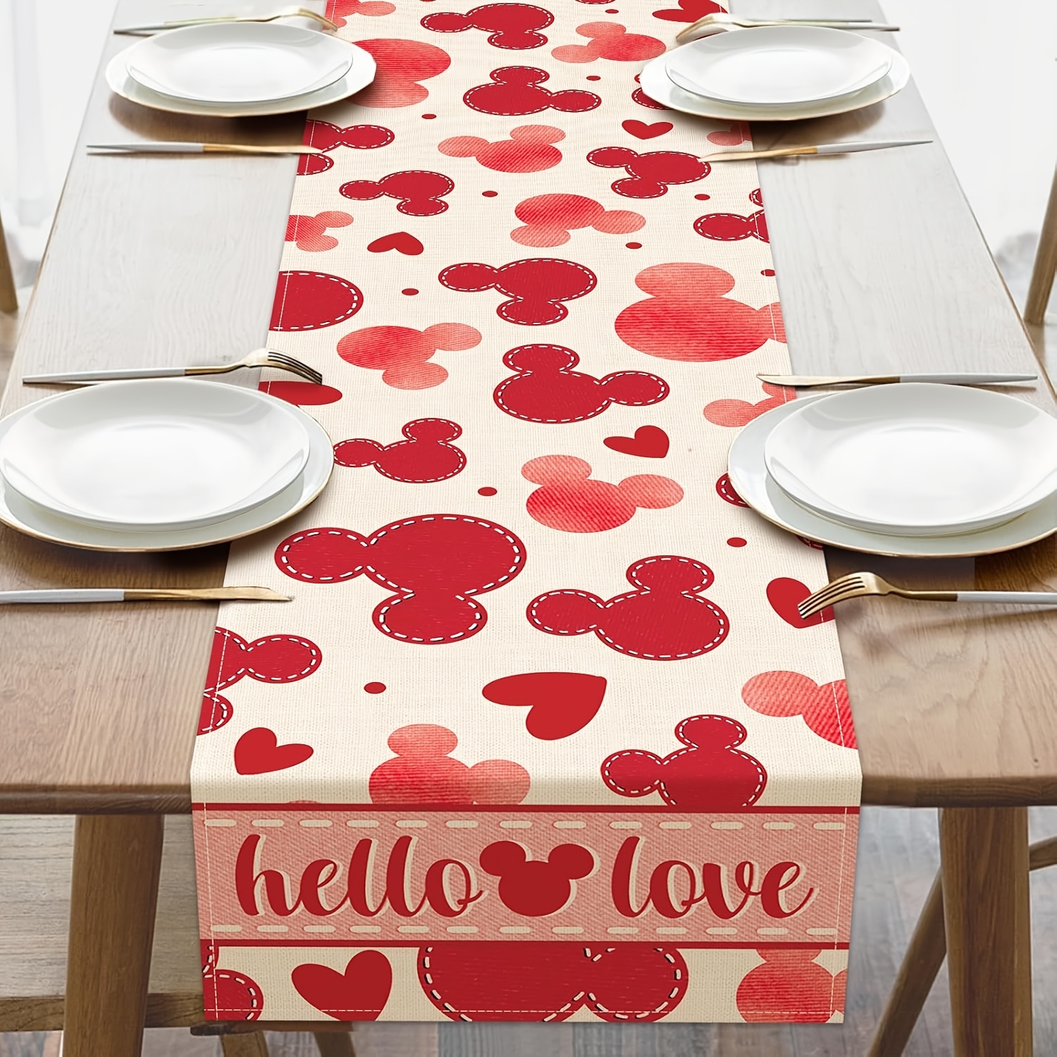 

1pc, Valentines Day Table Runner, Kitchen Dining Table Decoration, Anniversary Wedding Burlap Indoor Outdoor Home Decor Party Supply13 X 36, 13 X 48, 13 X 72, 13 X 108