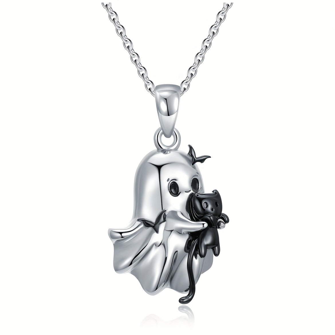 

Chic Halloween & Black Cat Bat Pendant Necklace - Cute Alloy Fashion Accessory For Women, Or