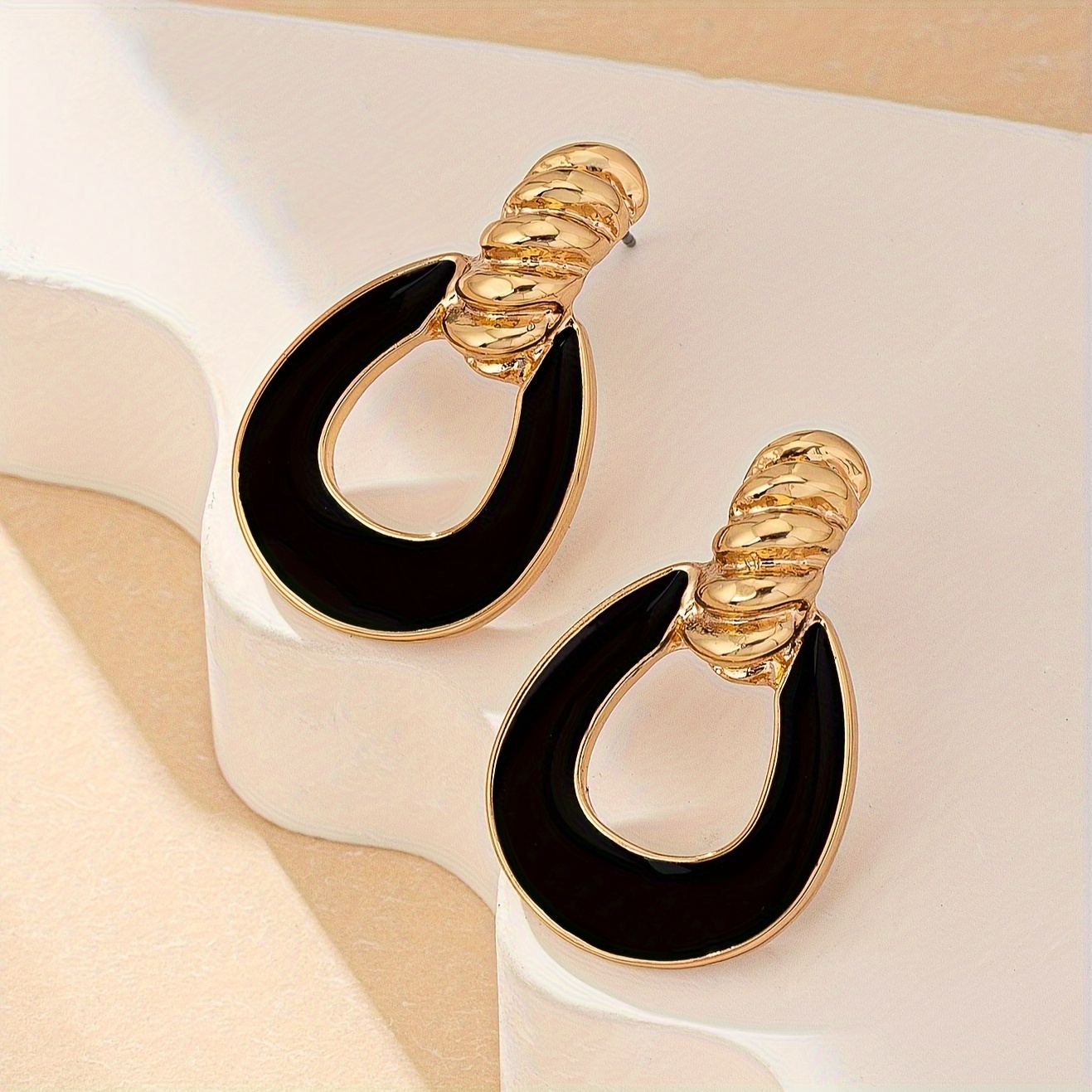 Enamel 18K Golden Plated Drop Earrings for Women