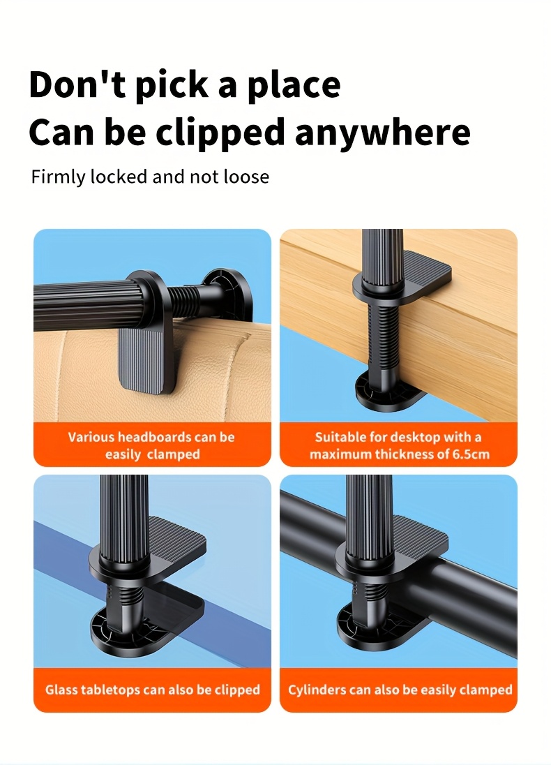 Support universel rotatif à 360 degrés de haute qualité pour tablette et téléphone avec base spirale réglable, support flexible pour utilisation sur bureau et lit - Appareil mains libres compatible avec téléphones et tablettes, idéal pour la maison et la voiture