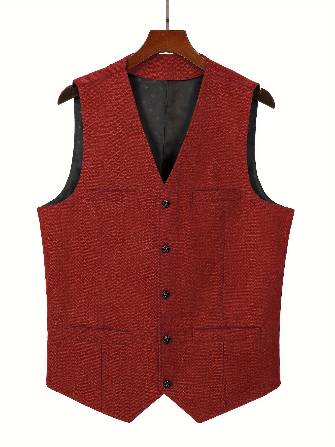 Gilet sans manches pour homme - Col en V - Style décontracté - Coupe droite - Pour l'hiver, bordeaux, M