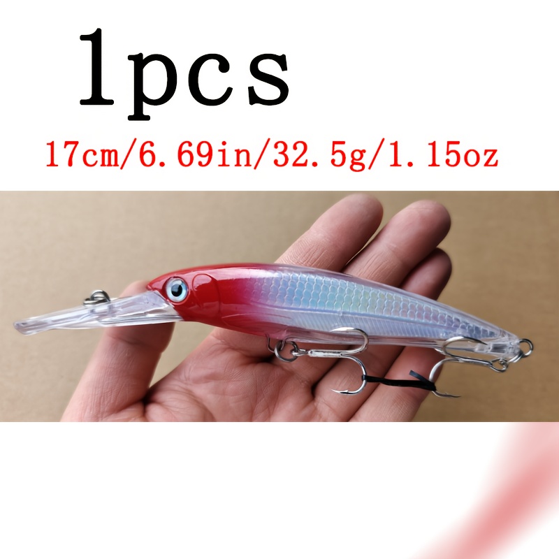 E-shop 1 Stück Long Tongue Minnow mit weitem Wurf, Tauch- Schwimmaktion, Süßwasser-Oberflächenköder, Long Lip Schwimmender Shad Köder - 32,5g Tief