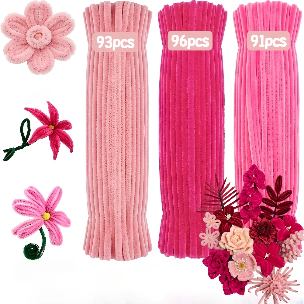 TEMU 280pcs Roses, 30Cm de Long, Pack de Matériel Mélange de 3 Couleurs, Bâtons en Peluche Rose Dégradé , Convient pour les Décorations Florales