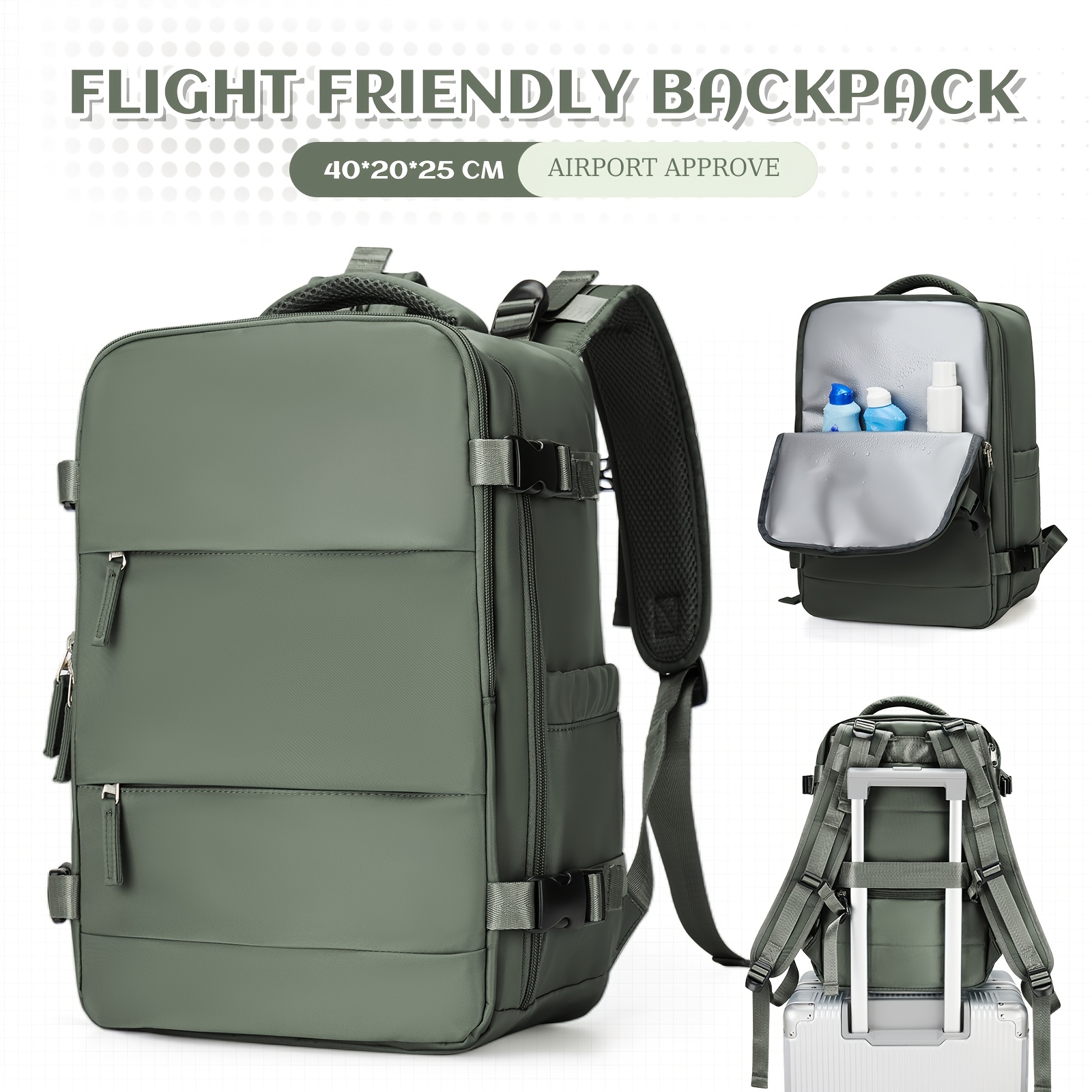 

Lightweight Outdoor Backpack For Airline Cabin, For With Dry/wet & Shoe Compartment - Sports & Bag For Hiking, Camping & Travel - Green, Suitcase, Luggage, Bag