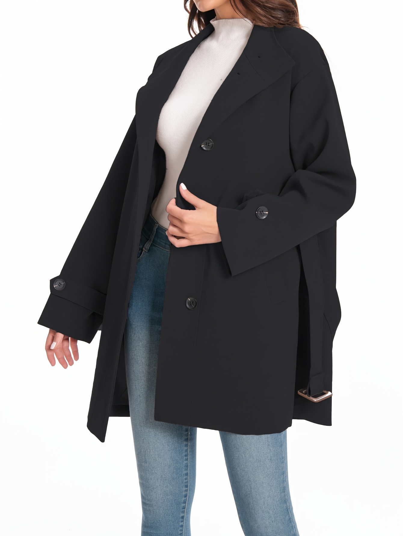 damenschmuckiger britisch inspirierter stehkragen langmantel