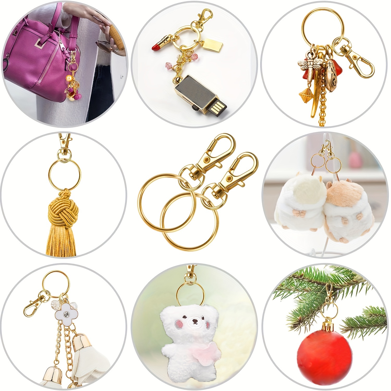 100Pcs Swivel Lobster Clasps & Key Ring Hoops with Plastic Box