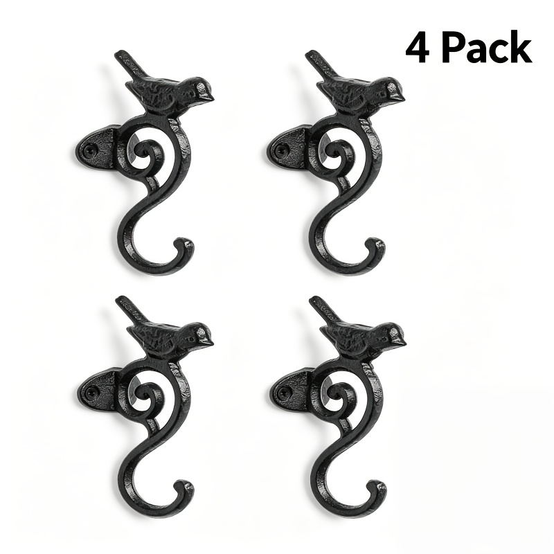 Image of 2/4-pack Bird Decorative Wall Hook, Cast Iron Wall Mounted Hook, Vintage Metal Coat And Key Holder, Rustic Decorative Hook With Mounting Screws For Bathroom, Kitchen, Bedroom, Patio, And More