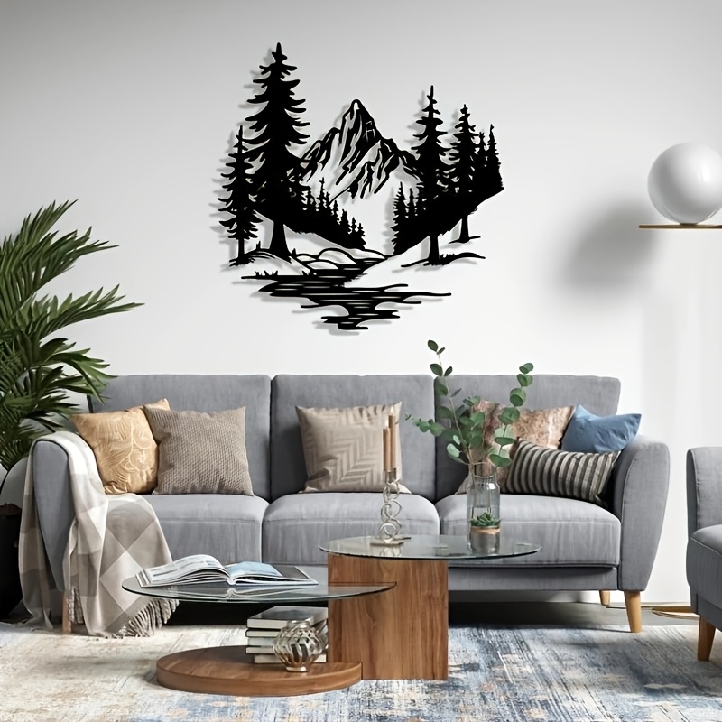 

1pc Modern Metal , 15.74"x15.74" Mountain And , Hanging Decor, Indoor/outdoor Metal Plant Theme Wall Mount, Ideal For Wedding/housewarming Gift