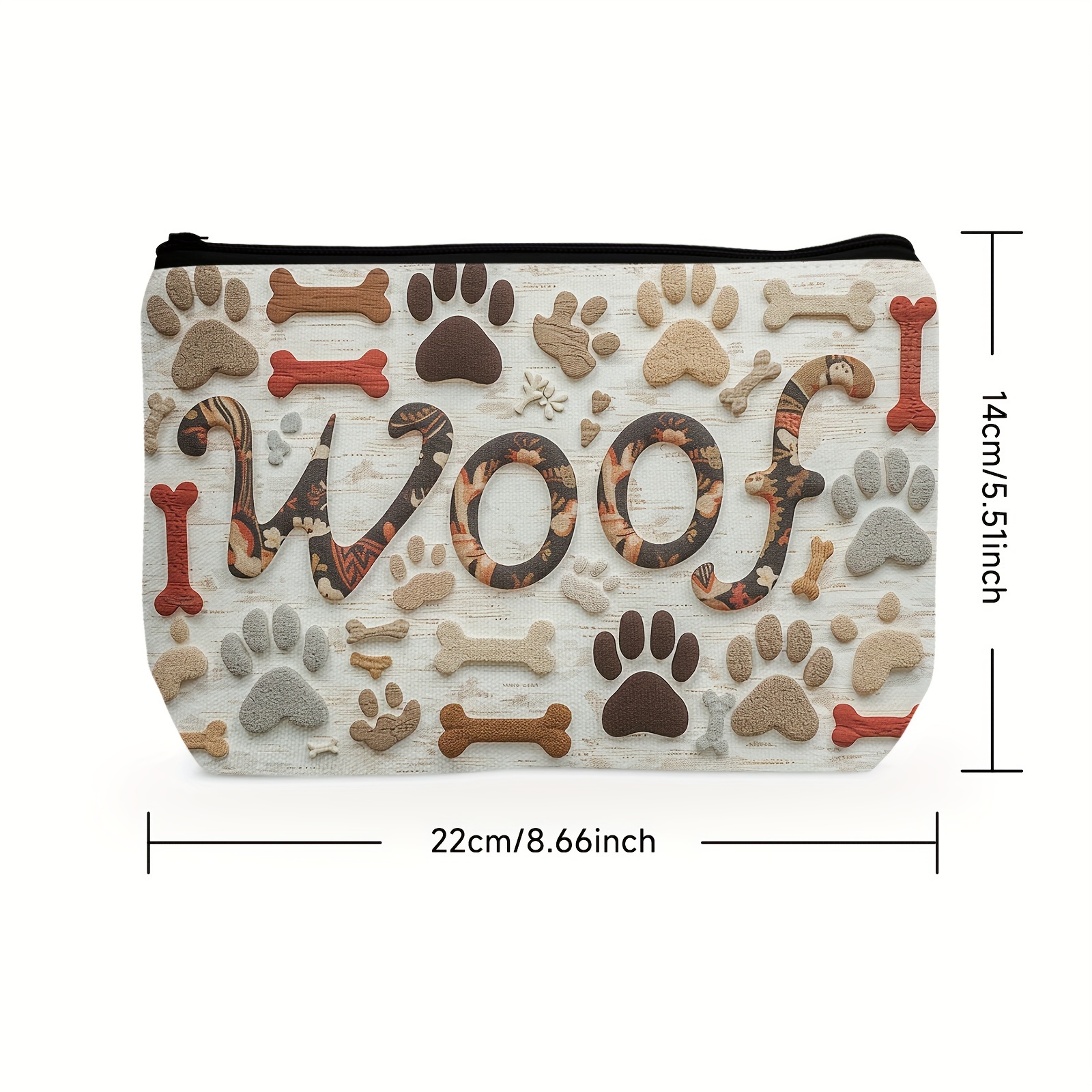 TEMU 1pc, Dog Bones Makeup Bag, Polyester Cosmetic Bag, Travel Cosmetic Bag, Zipper Lightweight Makeup Pouch, Cosmetic Bag, Best Gift For Bridesmaid Teachers  , Graduation Wedding , Makeup Travel Bag