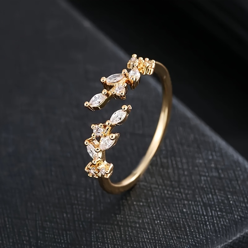 TEMU Anillo de Hoja para Mujer, Anillo de Ojo de Caballo Ajustable, Moda Fácil