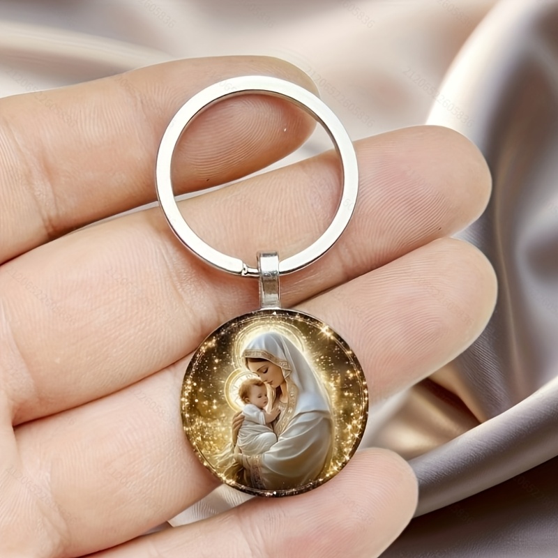 

Mary "Pendentif breloque ronde, Verre élégant, Non plaqué, Accessoire de mode pour homme, Idéal pour anniversaire, Noël, amis