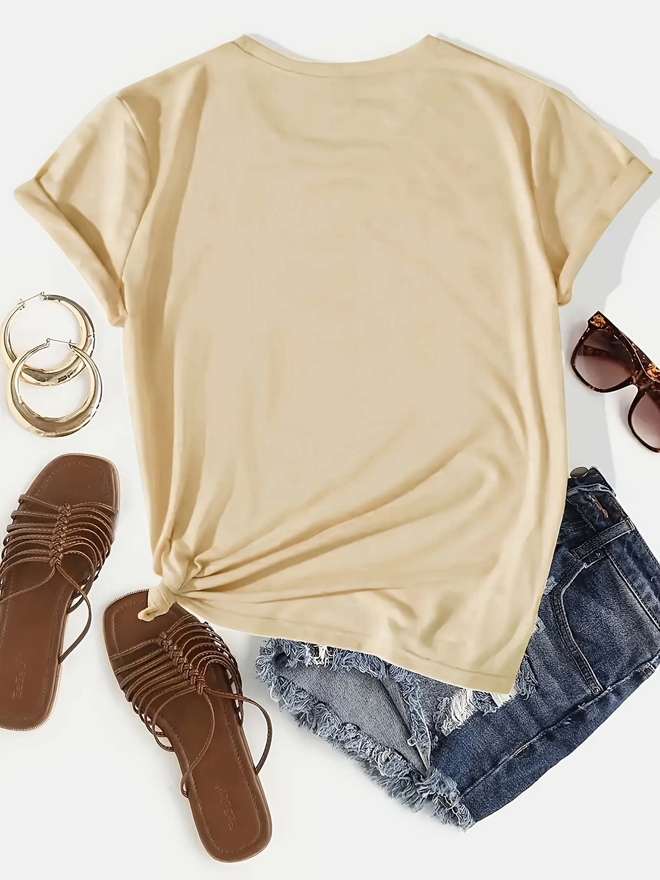 1pc Stylish Letter Print Women's Casual Sport Black Dark Grey White Apricot Brick Red Matcha Round Neck Pullover T-Shirt Polyester Spandex Comfortable Short Sleeve Top