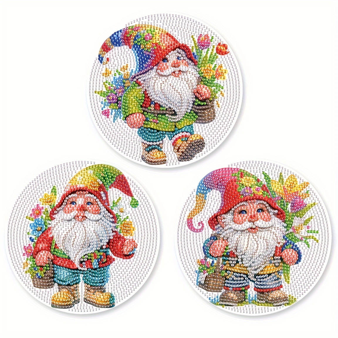 Image of 3pcs Diy Painting Placemat Father Christmas Round Placemat Modern Dining Table Kitchen Placemat Home Decoration Craft Supplies