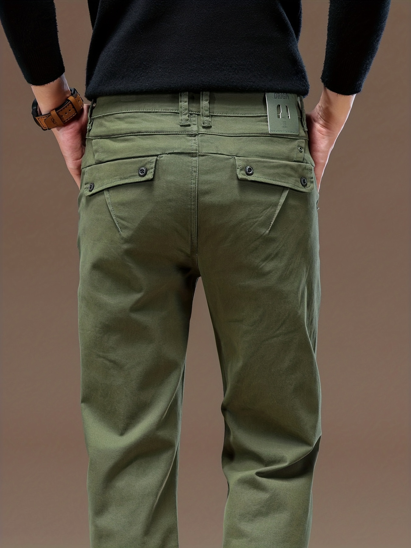 Men'S Classic Chino Pants by DRIGIN, Straight Fit Twill Trousers in Khaki And Olive, Versatile for Casual/Workwear