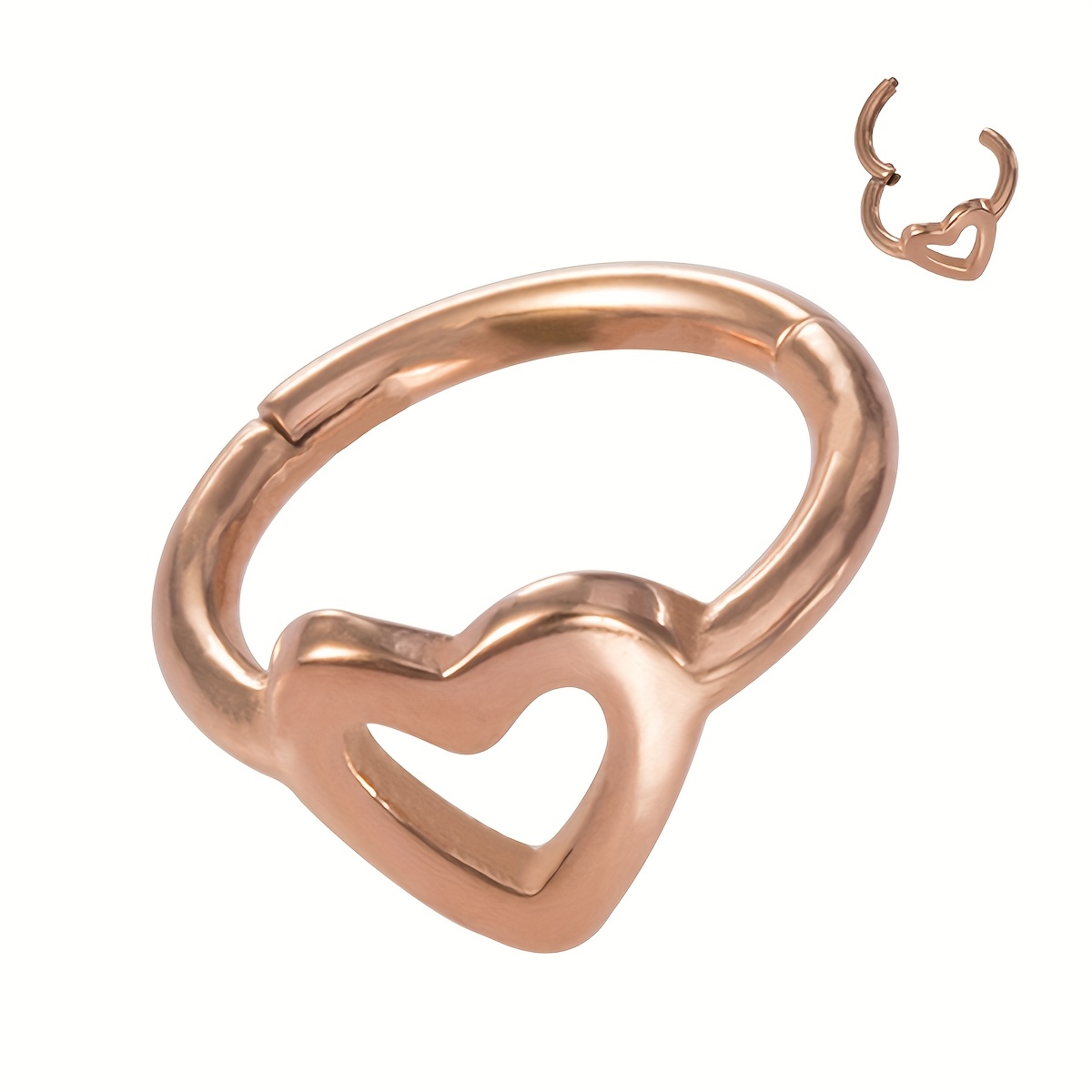 Women's Single Helix Hoop Earrings, Heart-Shaped Design