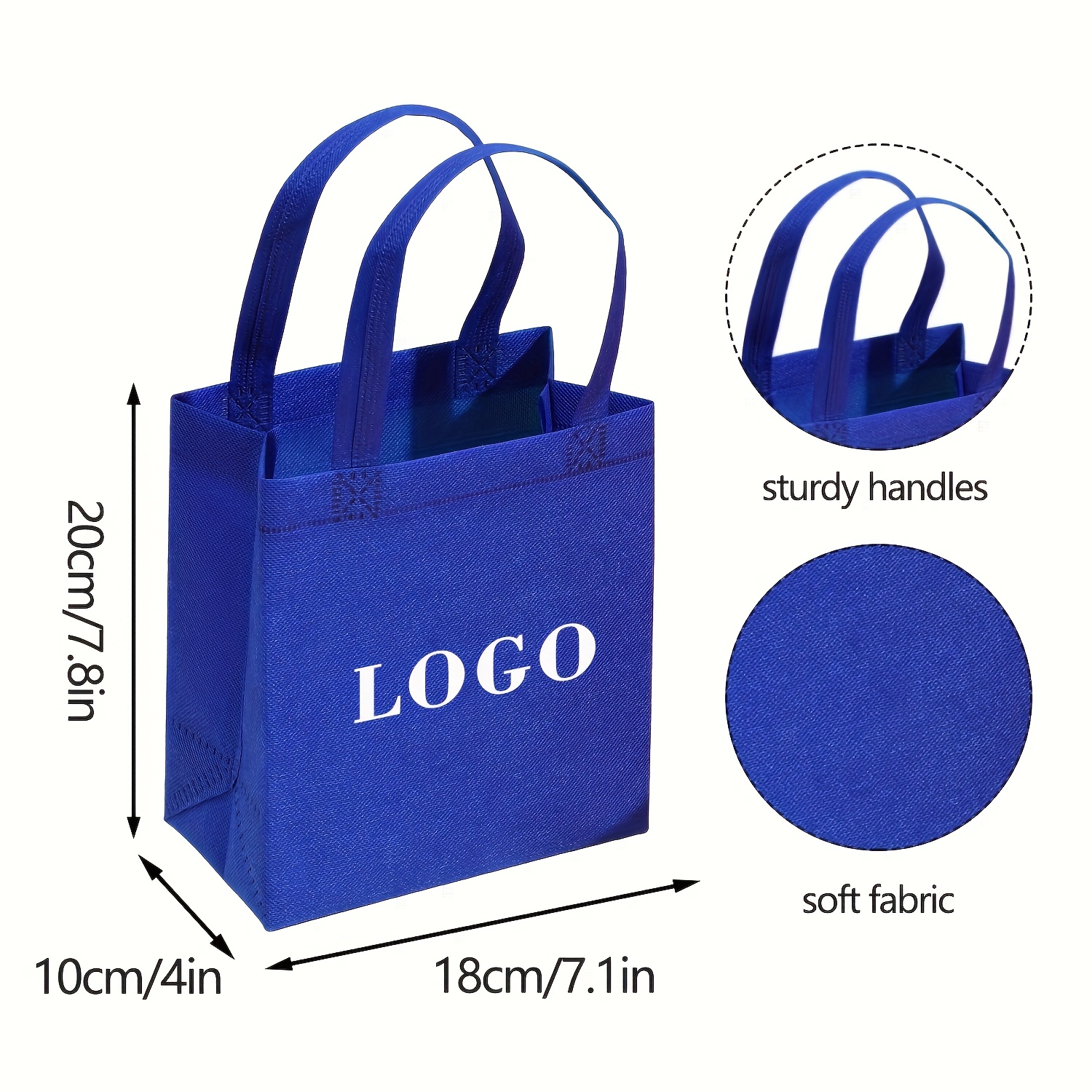 Custom 100pcs Tote Bag with Logo Text Heat Transfer
