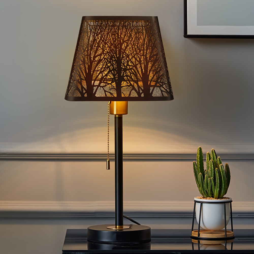 

1pc Corner Wood Metal Lamp Shade (black Inside Golden) 7*10*7.5