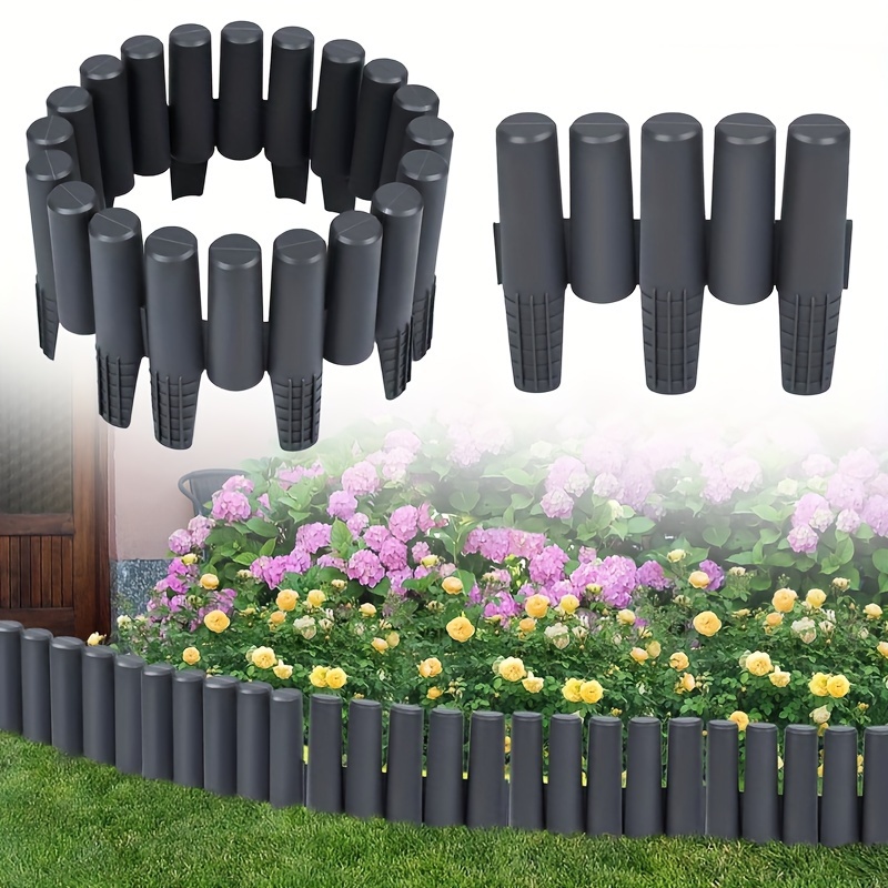 

Lars360 2.8/5.6/8.4 M Lawn Edging Wood Look Flower Bed Edging Garden Palisade Garden Border Lawn Edging Garden Border Fence Anthracite