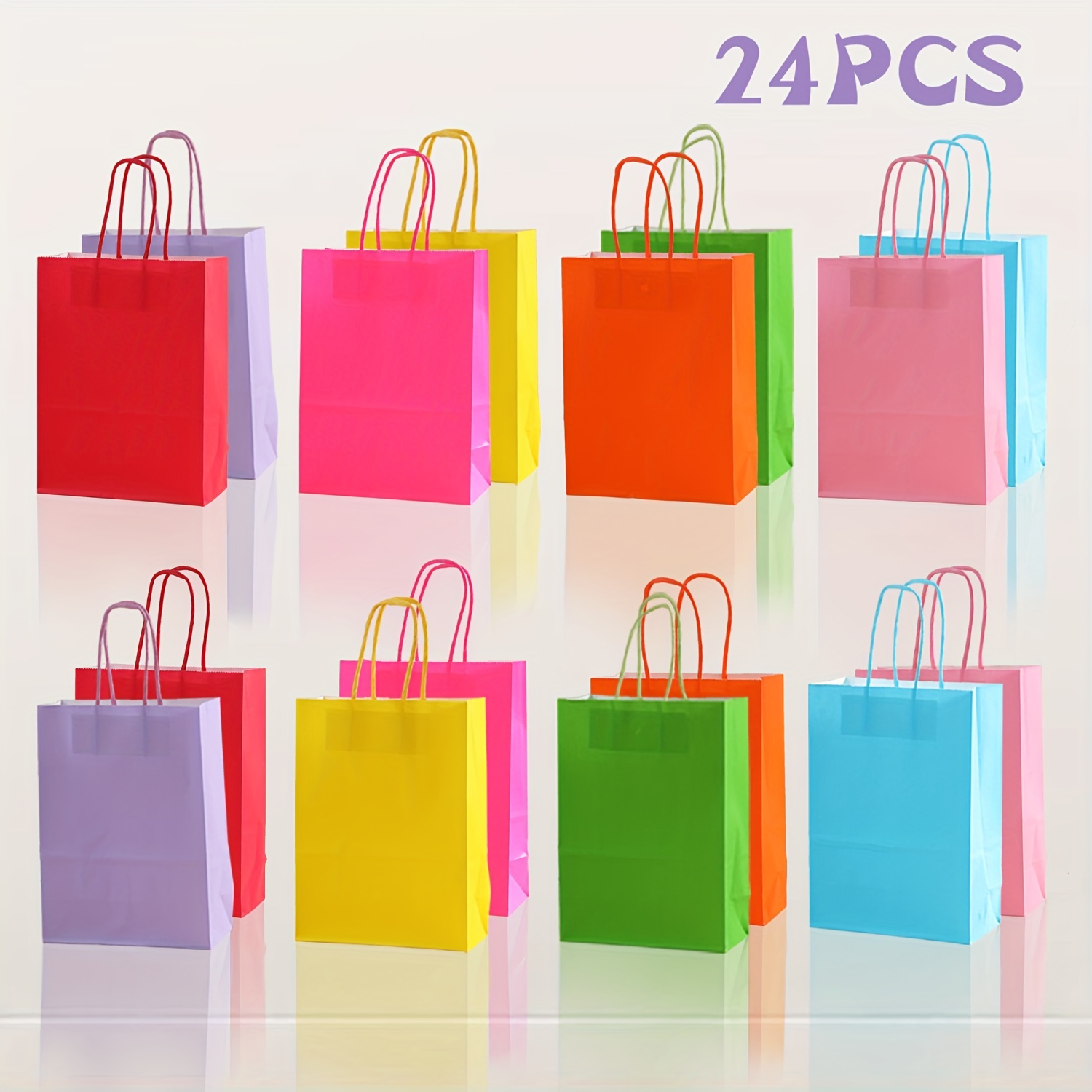 

[customer ] 24pcs Assorted Colors Paper Gift Bags With Handles - Party Favors, Shopping, Birthdays & Holiday Presents