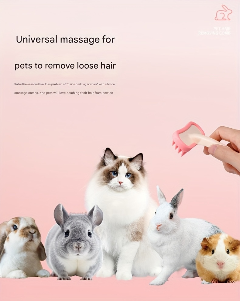 pet silicone massage brush soft anti static detangling brush for   rabbits gentle non   grooming tool durable plastic handle with pink   ideal for short long hair pets Product details 6