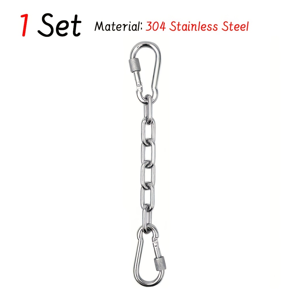 TEMU 304 Stainless Leash Safety Clip, Heavy Duty Anti Bite Double Headed Lockable Carabiner, 250lbs Tensile Strength Connector Chain, Universal Dog