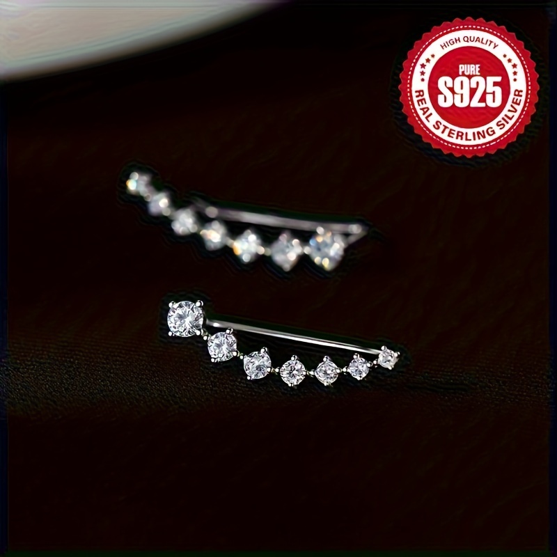 4pcs of exquisite unique     earrings 925 sterling silver hypoallergenic jewelry zirconia inlaid with elegant   for everyday women Product details 2