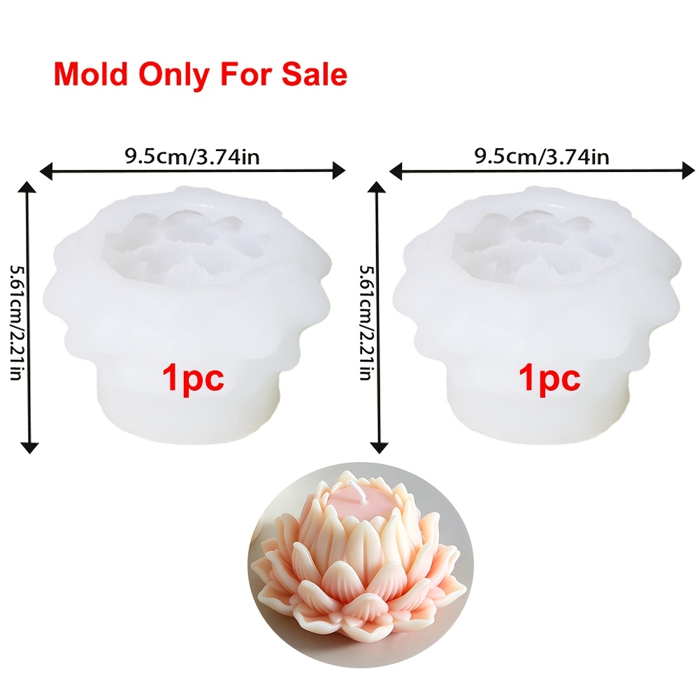 TEMU 2pcs 3d Lotus Flower Silicone Candle Mold, Reusable Blooming Floral Mold For Aromatherapy Candle, , Epoxy Resin, Gypsum, Wax Craft, Home Decor