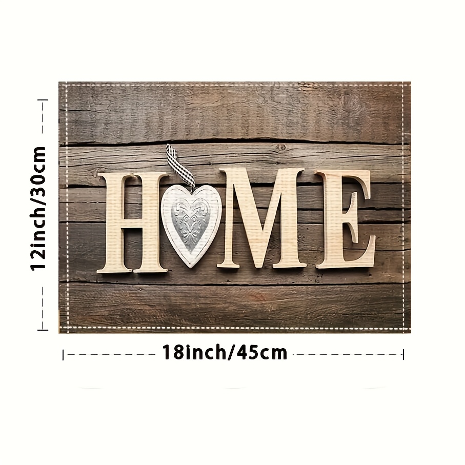 Wood Grain Love Letter Placemats For Dining Table Kitchen Decor_voghion.com