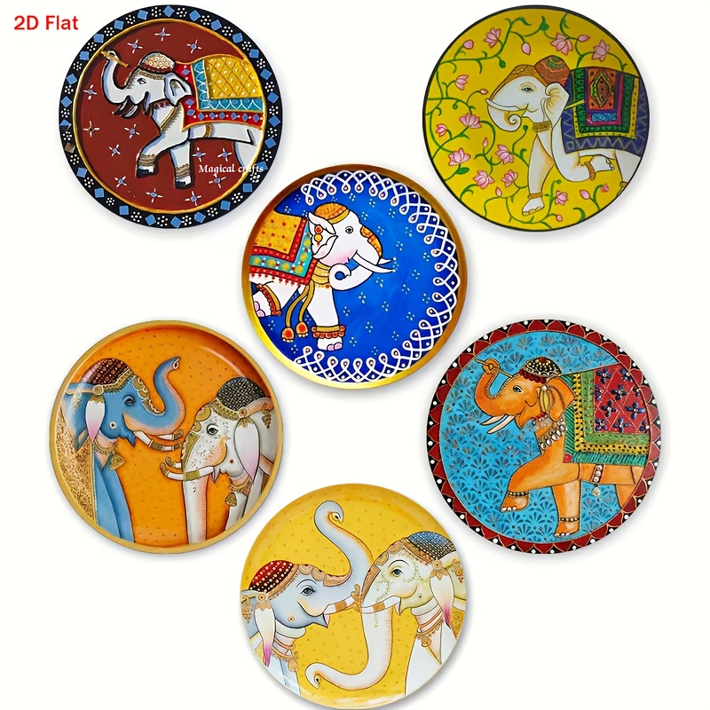 TEMU Set Of 6 Wooden Coasters Featuring Elephant Designs, Home Gatherings, Cafes, Offices, And , A Great Home Decor Gift For Year