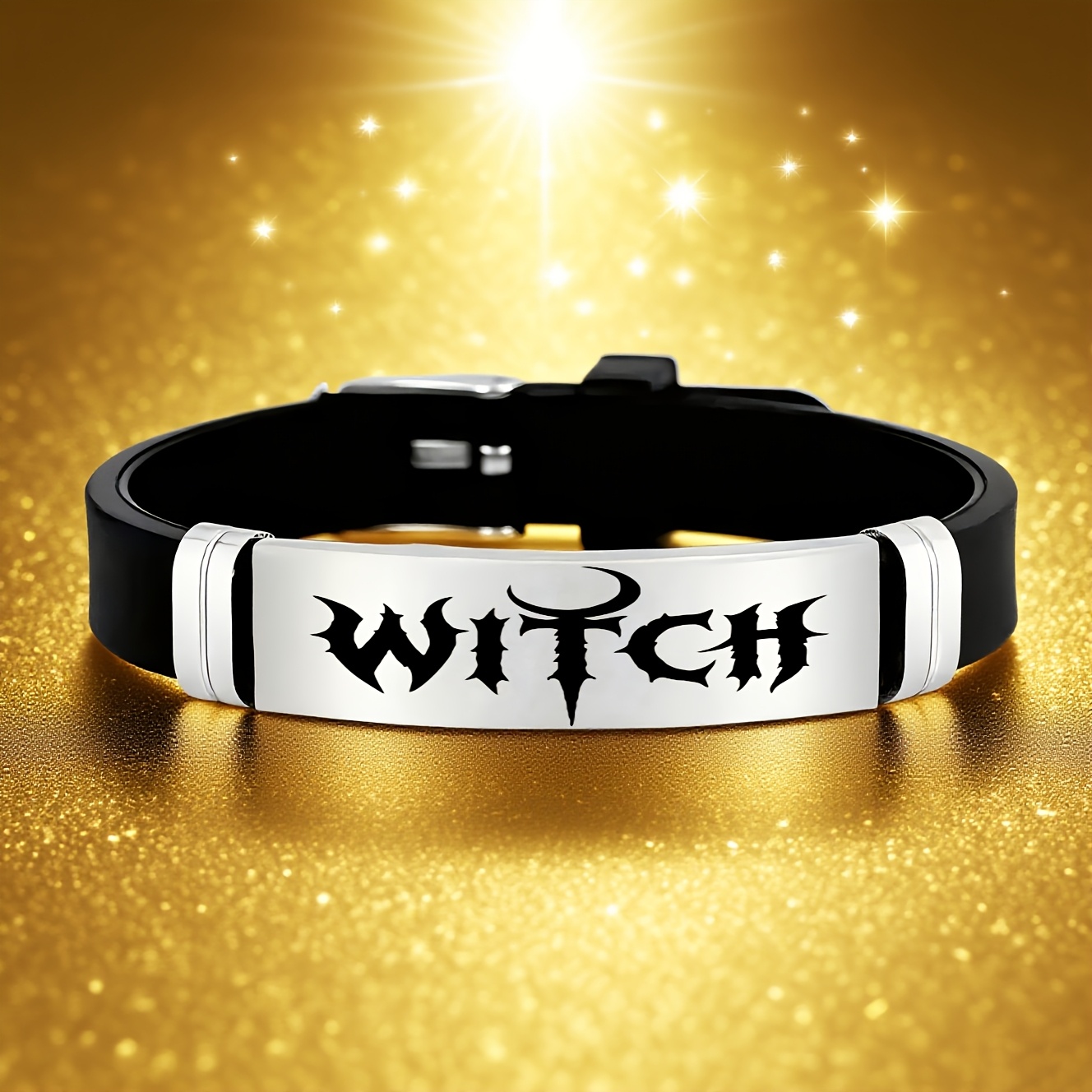 Witchcraft Halloween Stainless Steel Silicone Bracelet, Gift Idea