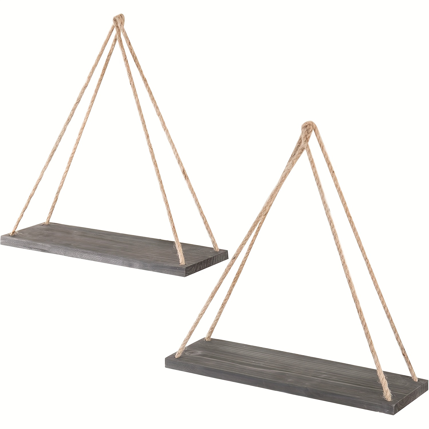 TEMU 2pcs Bohemian Decor Hanging Shelf, Storage Display Rack For Hanging Plant Photos, Rustic Wood Floating Shelves For Bedroom Bathroom Living Room,