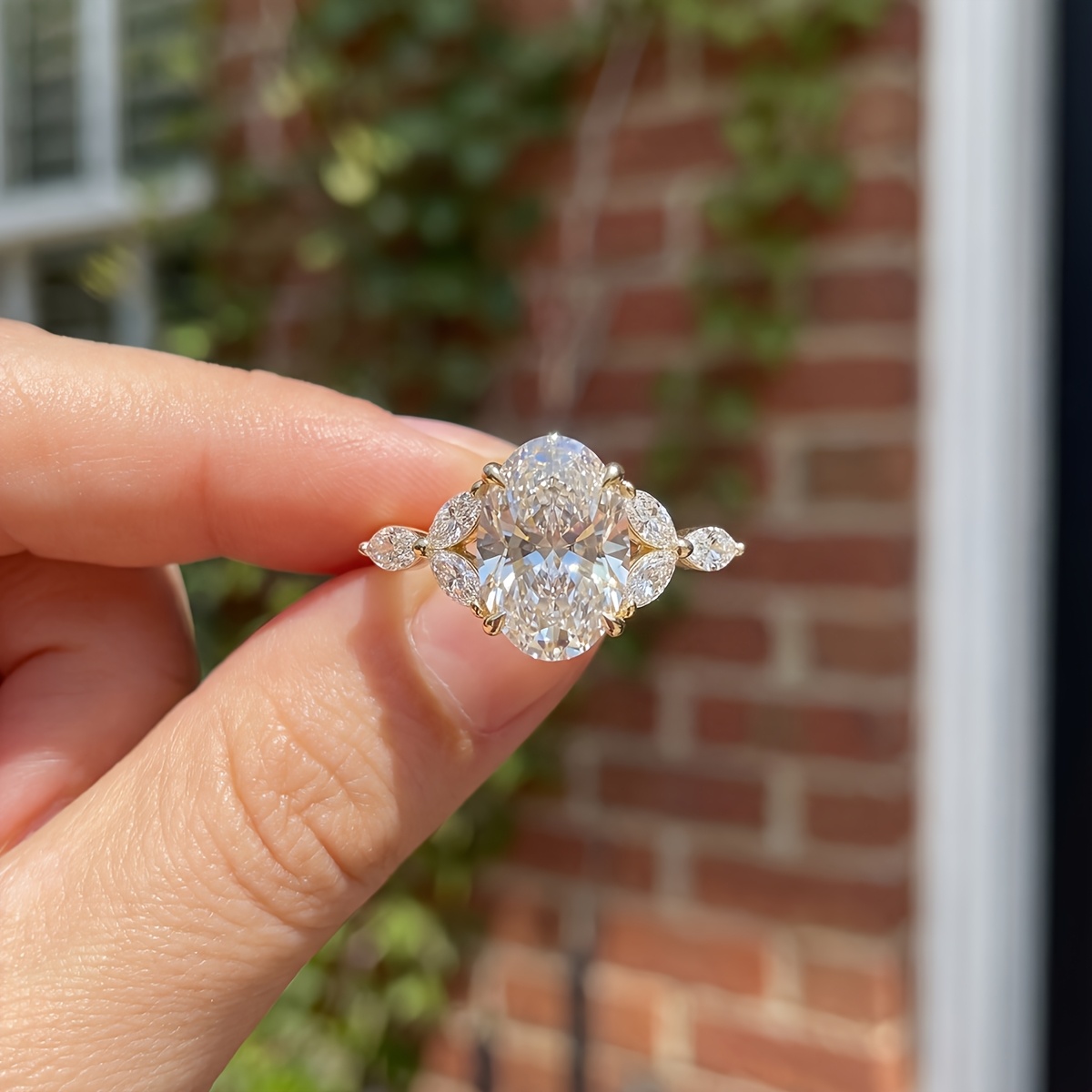 Women's Elegant Oval-Shaped Ring, Luxurious Accessory