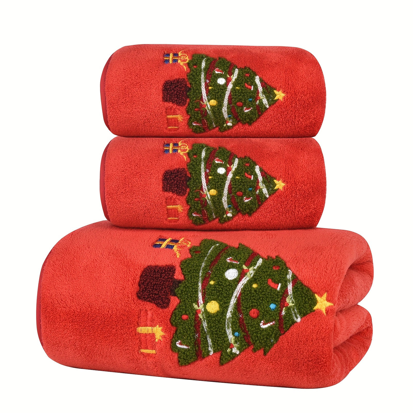Lot De 6 Serviettes De Noël En Microfibre - 40x60 Cm (15.7x23.6 Pouces) - Absorbantes, Douces, Motifs Festifs - Pour Salle De Bain Et Décoration