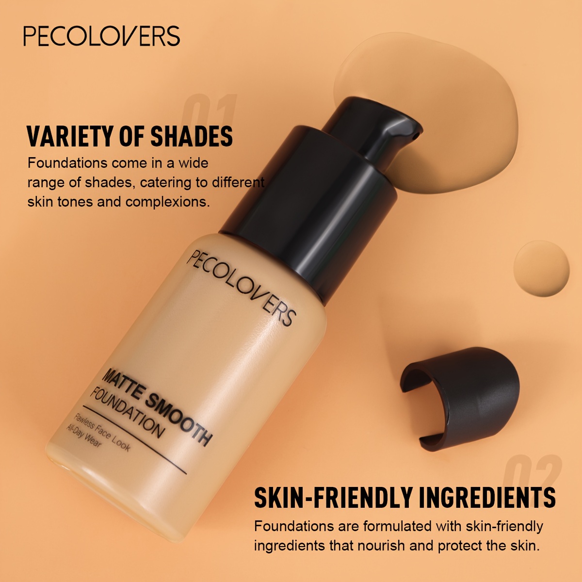 High Coverage Matte Liquid Concealer - PECOLOVERS, Waterproof, Oil Control, Moisturizing, Long-Lasting Face Makeup in Multiple Shades