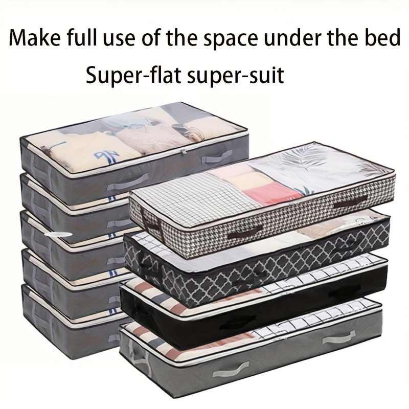 

2pcs Large Underbed Storage Bags For Clothes & Toys, Foldable Non-woven Fabric Organizer Containers With Clear Window, Space-saving Bedroom Organization