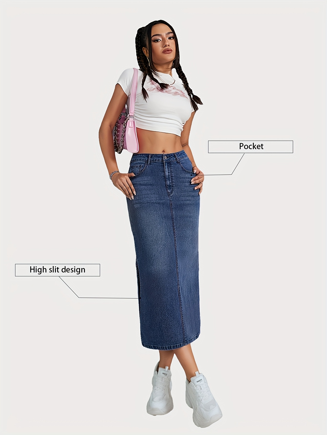 Fashion Women Vintage Denim Long Skirt Casual High New Releases