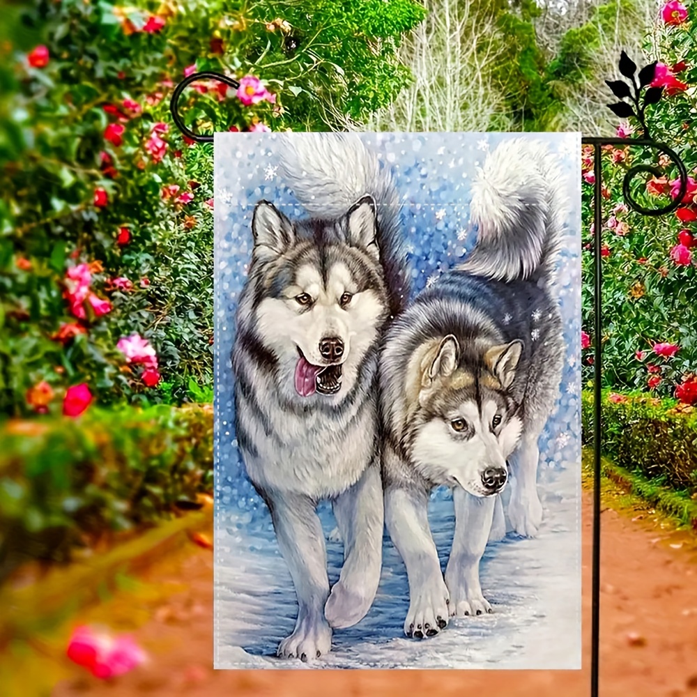 

Wolf Themed Garden Flag - 1pc, Double-sided Print, Polyester Yard Banner, No Metal Brace, Seasonal Outdoor Festive Decoration, Weather-resistant, 12.2" X 18.1", Use Without Electricity